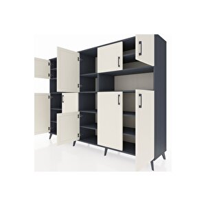 Hyperion Dolap 14 Raflı 10 Kapaklı 220x44x163 Antrasit-aytaşı/antrasit