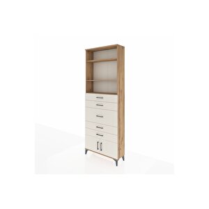 Arges Dolap 3 Raflı 5 Çekmeceli 2 Kapaklı 88x30x243 Çam-aytaşı