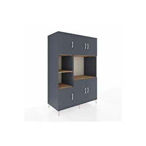 Kronos Dolap 9 Raflı 6 Kapaklı 132x59x195 Antrasit-antrasit/çam