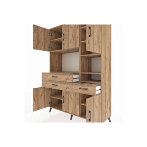 Hyperion Gardrop 10 Raflı 3 Çekmeceli 6 Kapaklı 132x44x195 Çam-çam