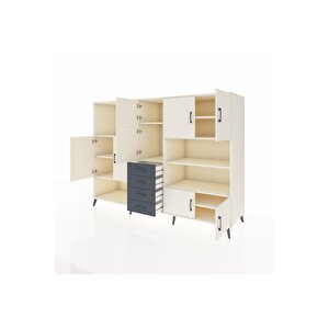 Kronos Dolap 9 Raflı 4 Çekmeceli 8 Kapaklı 220x59x163 Aytaşı-aytaşı/antrasit