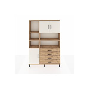 Arges Dolap 8 Raflı 4 Çekmeceli 3 Kapaklı 132x30x195 Çam-aytaşı/çam