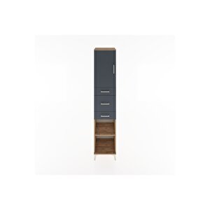 Hyperion Dolap 3 Raflı 3 Çekmeceli Tek Kapaklı 44x44x221 Çam-antrasit