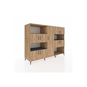 Kronos Dolap 10 Raflı 9 Kapaklı 220x59x163 Çam-çam/antrasit