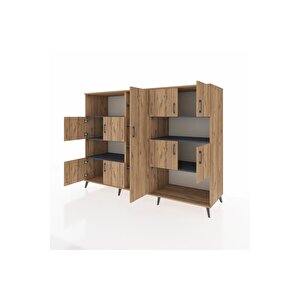 Kronos Dolap 10 Raflı 9 Kapaklı 220x59x163 Çam-çam/antrasit