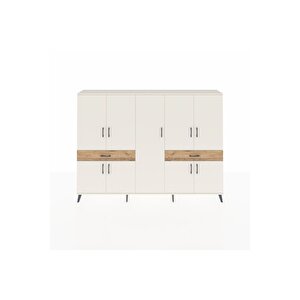 Arges Dolap 12 Raflı 2 Çekmeceli 8 Kapaklı 220x30x163 Aytaşı-aytaşı/çam