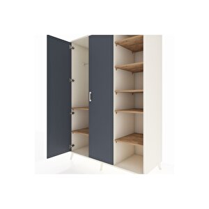 Kronos Dolap 7 Raflı 2 Kapaklı Tek Askılı 132x59x195 Aytaşı-antrasit/çam