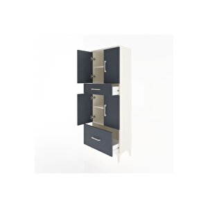 Arges Dolap 4 Raflı 2 Çekmeceli 4 Kapaklı 60x30x163 Aytaşı-antrasit