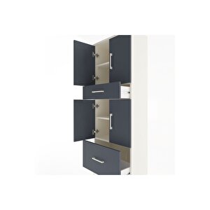 Arges Dolap 4 Raflı 2 Çekmeceli 4 Kapaklı 60x30x163 Aytaşı-antrasit