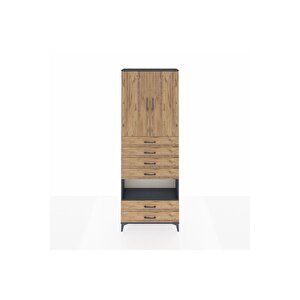 Arges Dolap 4 Raflı 6 Çekmeceli 2 Kapaklı 88x30x243 Antrasit-çam