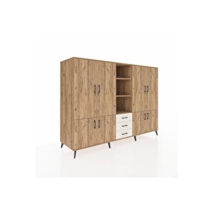Kronos Dolap 11 Raflı 3 Çekmeceli 8 Kapaklı 220x59x163 Çam-çam/aytaşı