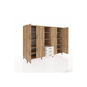 Kronos Dolap 11 Raflı 3 Çekmeceli 8 Kapaklı 220x59x163 Çam-çam/aytaşı
