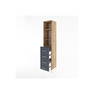 Hyperion Dolap 3 Raflı 4 Çekmeceli 44x44x221 Çam-antrasit