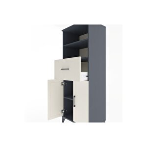 Hyperion Dolap 3 Raflı Tek Çekmeceli 2 Kapaklı 60x44x163 Antrasit-aytaşı