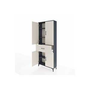 Arges Dolap 4 Raflı Tek Çekmeceli 4 Kapaklı 88x30x221 Antrasit-aytaşı