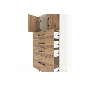 Arges Dolap Tek Raflı 4 Çekmeceli 2 Kapaklı 60x30x134 Aytaşı-çam