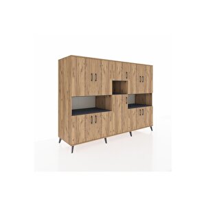 Kronos Dolap 14 Raflı 10 Kapaklı 220x59x163 Çam-çam/antrasit