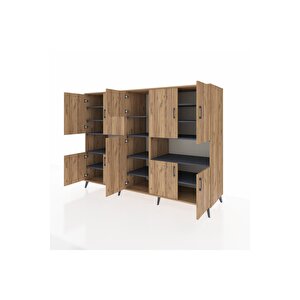 Kronos Dolap 14 Raflı 10 Kapaklı 220x59x163 Çam-çam/antrasit