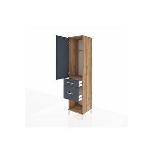 Hyperion Dolap Tek Raflı 2 Çekmeceli Tek Askılı 44x44x195 Çam-antrasit