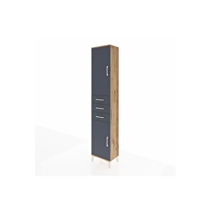 Arges Dolap 4 Raflı 3 Çekmeceli 2 Kapaklı 44x30x221 Çam-antrasit