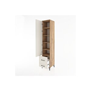 Hyperion Dolap 5 Raflı 2 Çekmeceli Tek Kapaklı 44x44x221 Çam-aytaşı