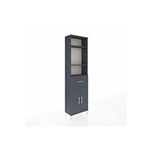 Arges Dolap 4 Raflı Tek Çekmeceli 2 Kapaklı 60x30x221 Antrasit-antrasit