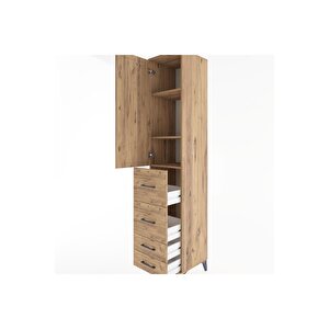 Hyperion Dolap 3 Raflı 4 Çekmeceli Tek Kapaklı 44x44x221 Çam-çam