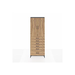 Arges Dolap 3 Raflı 6 Çekmeceli 2 Kapaklı 88x30x243 Antrasit-çam