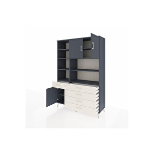 Hyperion Dolap 9 Raflı 5 Çekmeceli 3 Kapaklı 132x44x195 Antrasit-antrasit/aytaşı