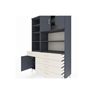 Hyperion Dolap 9 Raflı 5 Çekmeceli 3 Kapaklı 132x44x195 Antrasit-antrasit/aytaşı