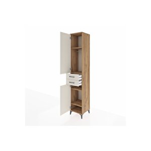 Hyperion Dolap 4 Raflı 2 Çekmeceli Tek Askılı 44x44x243 Çam-aytaşı