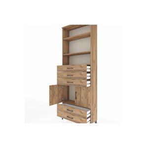 Arges Dolap 4 Raflı 5 Çekmeceli 2 Kapaklı 88x30x243 Çam-çam