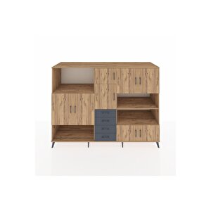 Kronos Dolap 9 Raflı 4 Çekmeceli 8 Kapaklı 220x59x163 Çam-çam/antrasit