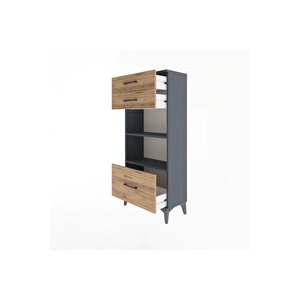 Arges Dolap 2 Raflı 3 Çekmeceli 60x30x134 Antrasit-çam