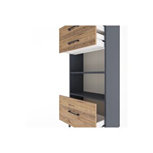 Arges Dolap 2 Raflı 3 Çekmeceli 60x30x134 Antrasit-çam