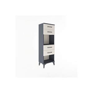 Arges Dolap Tek Raflı 4 Çekmeceli 44x30x134 Antrasit-aytaşı