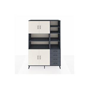 Hyperion Dolap 9 Raflı 4 Çekmeceli 4 Kapaklı 132x44x195 Antrasit-aytaşı/antrasit