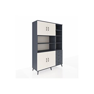 Hyperion Dolap 9 Raflı 4 Çekmeceli 4 Kapaklı 132x44x195 Antrasit-aytaşı/antrasit