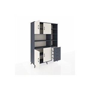Hyperion Dolap 9 Raflı 4 Çekmeceli 4 Kapaklı 132x44x195 Antrasit-aytaşı/antrasit
