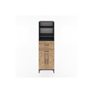 Hyperion Dolap 4 Raflı 2 Çekmeceli 2 Kapaklı 60x44x195 Antrasit-çam