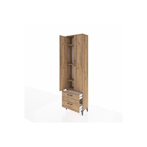 Arges Dolap 4 Raflı 2 Çekmeceli 2 Kapaklı 60x30x221 Çam-çam