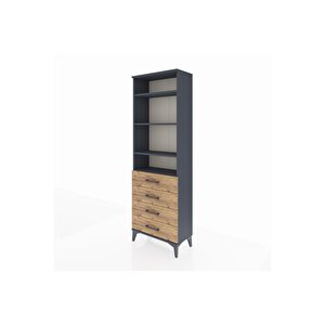 Arges Dolap 4 Raflı 4 Çekmeceli 60x30x182 Antrasit-çam