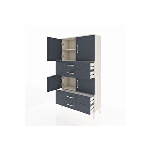 Arges Dolap 3 Raflı 4 Çekmeceli 4 Kapaklı 88x30x163 Aytaşı-antrasit