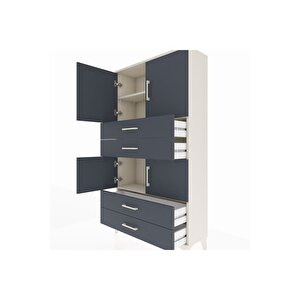 Arges Dolap 3 Raflı 4 Çekmeceli 4 Kapaklı 88x30x163 Aytaşı-antrasit