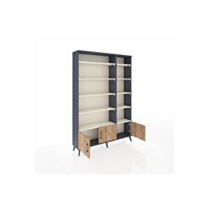 Arges Dolap 10 Raflı 3 Kapaklı 132x30x195 Antrasit-çam/aytaşı