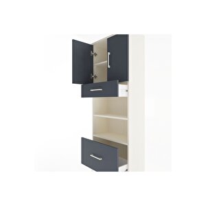 Arges Dolap 4 Raflı 2 Çekmeceli 2 Kapaklı 60x30x163 Aytaşı-antrasit