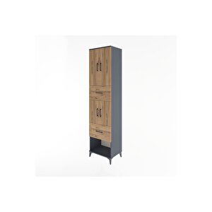 Hyperion Dolap 3 Raflı 2 Çekmeceli 4 Kapaklı 60x44x243 Antrasit-çam