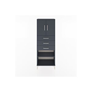 Arges Dolap 3 Raflı 3 Çekmeceli 2 Kapaklı 60x30x163 Antrasit-antrasit