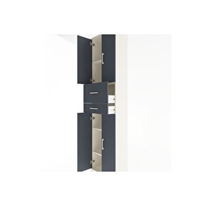 Arges Dolap 4 Raflı 2 Çekmeceli 4 Kapaklı 60x30x243 Aytaşı-antrasit