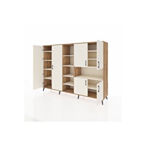 Hyperion Dolap 13 Raflı 6 Kapaklı 220x44x163 Çam-aytaşı